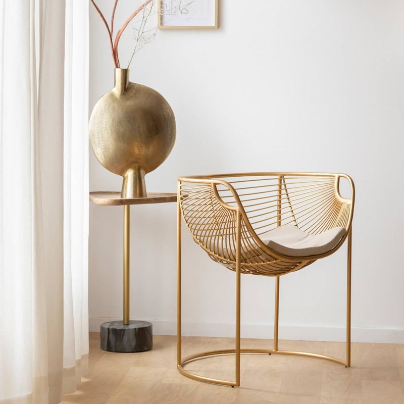 Made In Meubles - Fauteuil métal doré