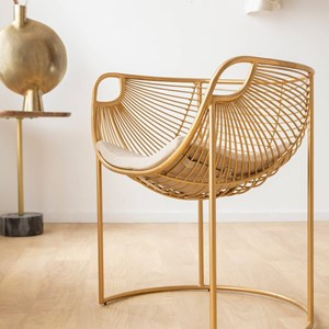 Fauteuil métal doré