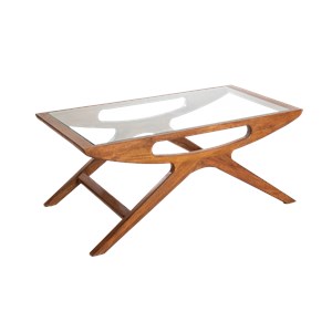 Table basse en bois de manguier et verre alina