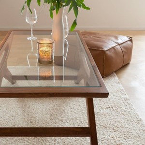 Table basse en bois de manguier et verre alina