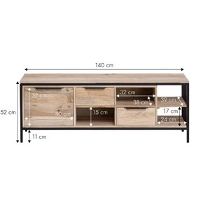 Meuble tv en bois de manguier et métal