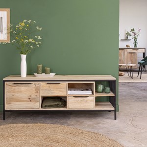 Meuble tv en bois de manguier et métal