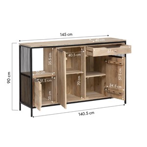 Buffet en bois de manguier et métal