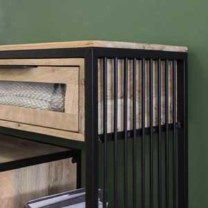 Console en bois de manguier et métal