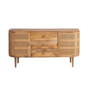 Buffet en bois de manguier et cannage