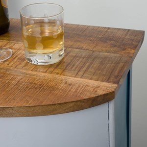 Meuble bar combi bleu avec plateau bois