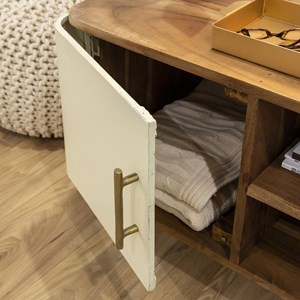 Meuble tv en bois d'acacia et métal