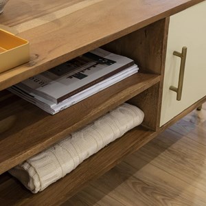 Meuble tv en bois d'acacia et métal