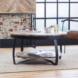 Table basse en métal et bois de manguier
