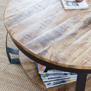 Table basse en métal et bois de manguier