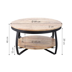 Table basse en métal et bois de manguier