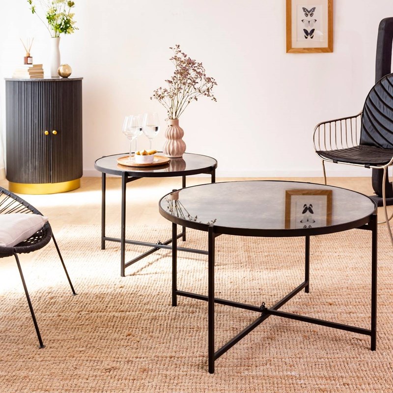 Table basse gigogne miroir