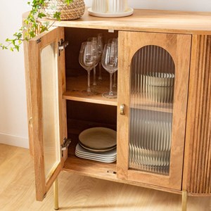 Vitrine arrondie vitrée en bois massif