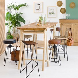 Tabouret de bar en cuir marron archi