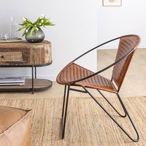 Fauteuil en cuir marron