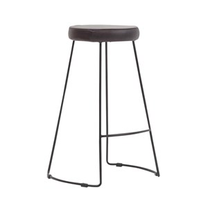 Tabouret de bar en cuir brun bérénice