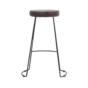 Tabouret de bar en cuir brun bérénice