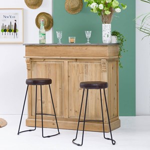 Tabouret de bar en cuir brun bérénice