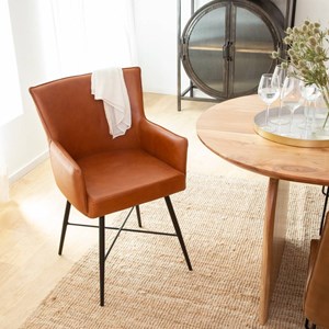 Fauteuil en cuir marron hipolyte