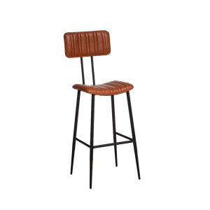 Tabouret de bar en cuir marron carl