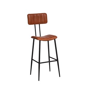 Tabouret de bar en cuir marron carl