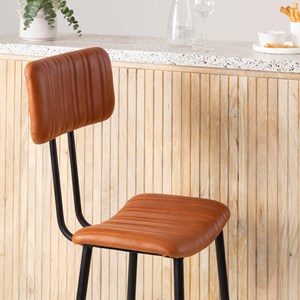 Tabouret de bar en cuir marron carl