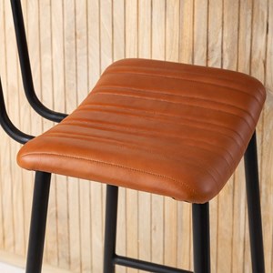 Tabouret de bar en cuir marron carl