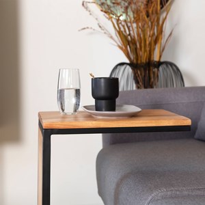 Bout de canape en bois d'acacia et métal