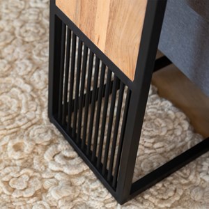 Bout de canape en bois d'acacia et métal