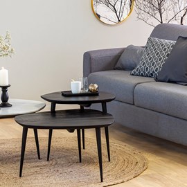 Table basse gigogne en bois noir