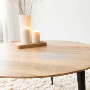 Table basse ronde en bois et métal