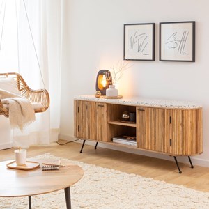 Table basse ronde en bois et métal
