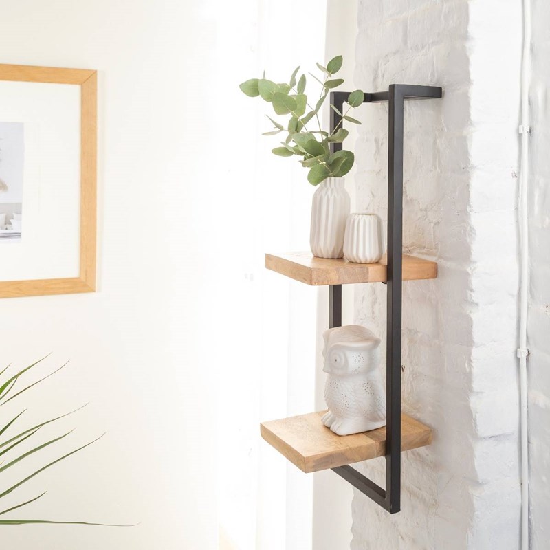 Etagère murale haute en bois de manguier
