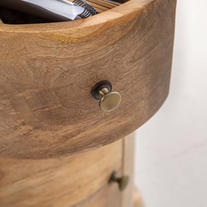 Table de chevet ronde en bois avec porte