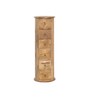 Chiffonnier rond en bois de manguier