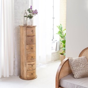 Chiffonnier rond en bois de manguier