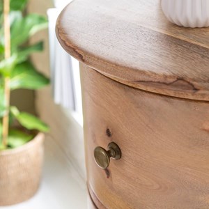 Chiffonnier rond en bois de manguier