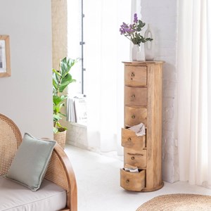 Chiffonnier rond en bois de manguier