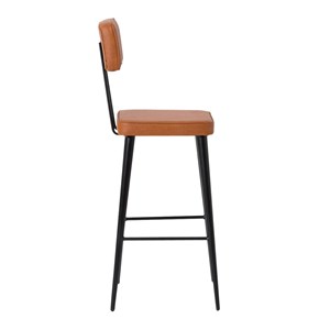 Tabouret de bar en cuir marron et métal