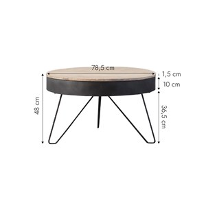 Table basse en bois de manguier et métal