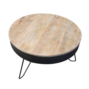 Table basse en bois de manguier et métal