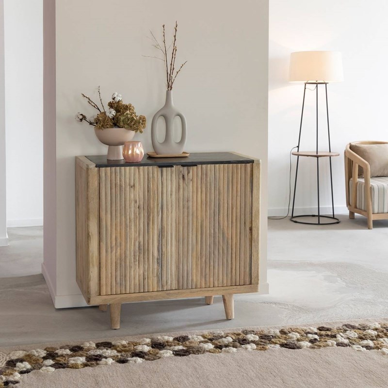 Buffet en bois de manguier et marbre