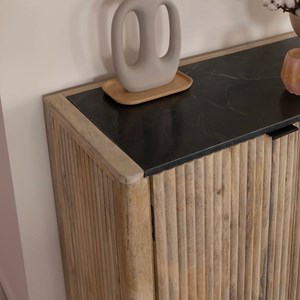 Buffet en bois de manguier et marbre