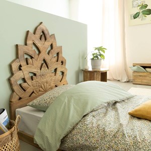 Tête de lit lotus en bois sculpté