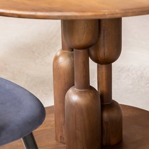 Table à manger ronde en bois de manguier