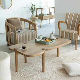 Table basse vague en bois de manguier