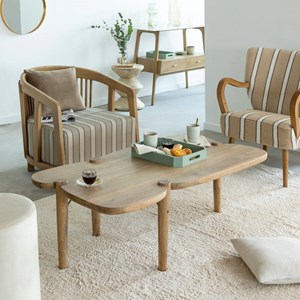 Table basse vague en bois de manguier