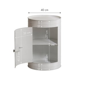 Table de chevet bidon en métal blanc