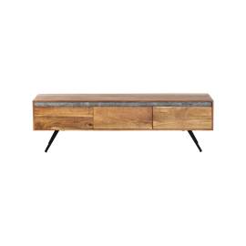 Meuble tv en bois d'acacia et pierre