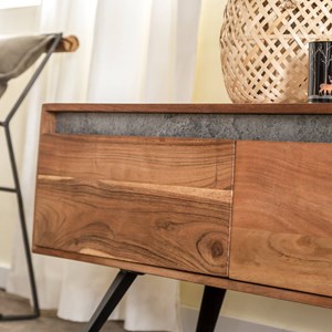 Meuble tv en bois d'acacia et pierre